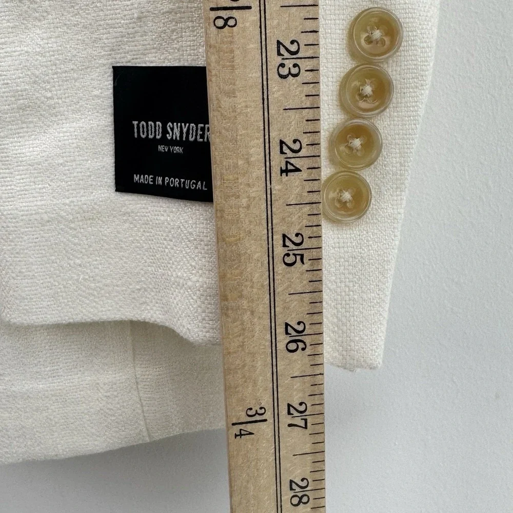 Todd Snyder Linen Sutton Blazer Mens 40L White Herringbone Beach Wedding NWT